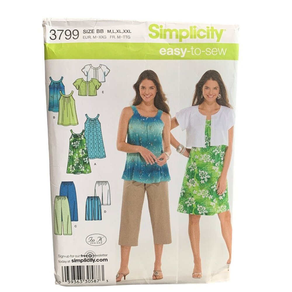 Simplicity 3799 Sew Pattern Women Top Pant Dress Cardigan Size 14-26